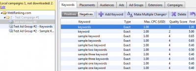 Google AdWords Editor Keywords Tab cropped Google AdWords Editor Keywords Tab