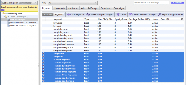Google AdWords Editor: Completed Keyword Copy and Text Appended cropped Google AdWords Editor: Completed Keyword Copy and Text Appended