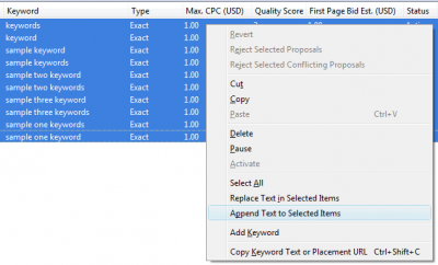 Google AdWords Editor: Append Text to Selected Items cropped Google AdWords Editor: Append Text to Selected Items
