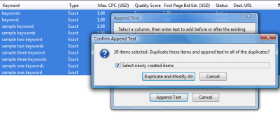 Google AdWords Editor: Confirm Append Text cropped Google AdWords Editor: Confirm Append Text