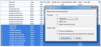 Google AdWords Editor: Replace Text Tool cropped Google AdWords Editor: Replace Text Tool