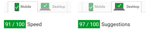 Simple Script Local PageSpeed 91/97
